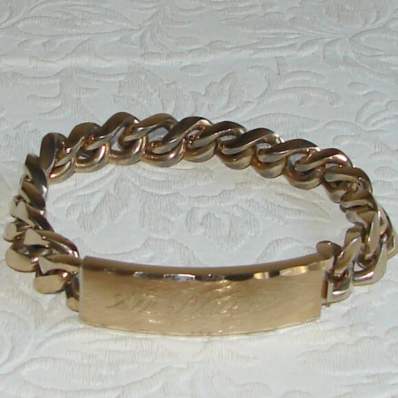 Vtg Speidel Men's ID BRACELET, Engraved 'Sir Playboy', 'Danny', Curb Link  F19 - Picture 1 of 12
